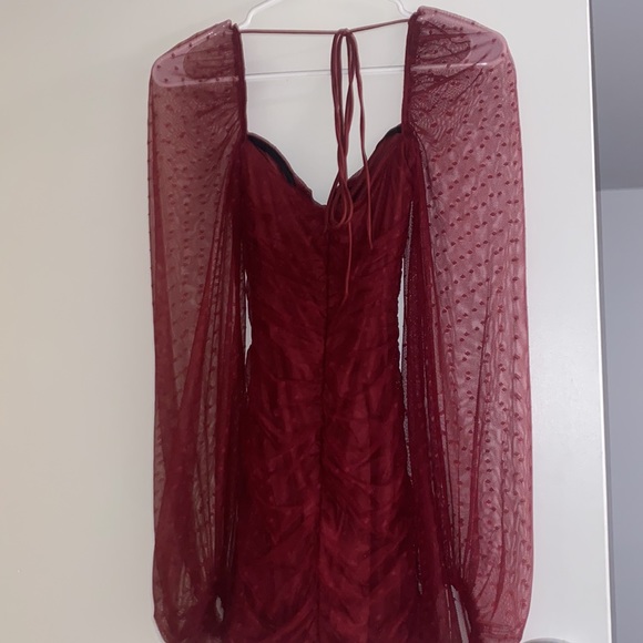 XS Robin Deep V Shimmer Dress in Red - Picture 5 of 7
